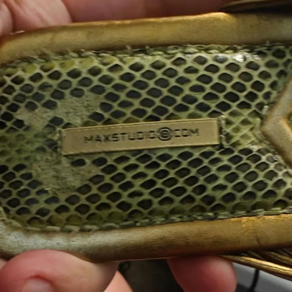 Gold leather slip on sandals by Maxstudio sz 6.5